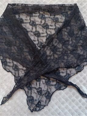 Black Lace Head Scarf triangle- Classic Women’s Accessory